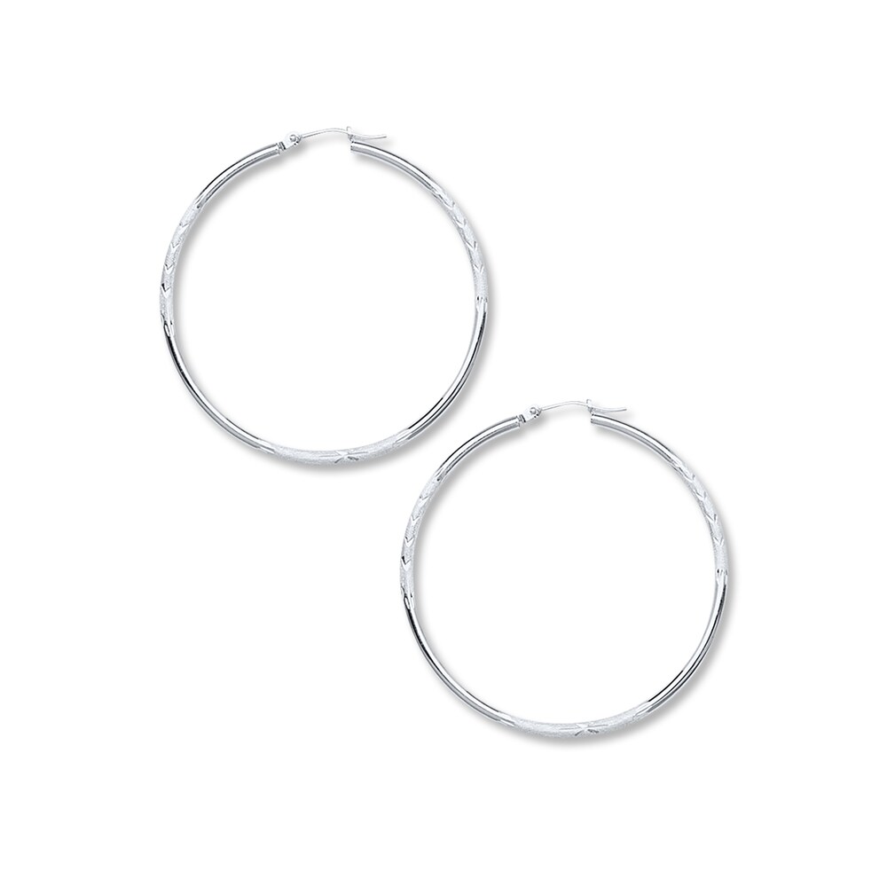 Hoop Earrings 14K White Gold 40mm hjn9dGja