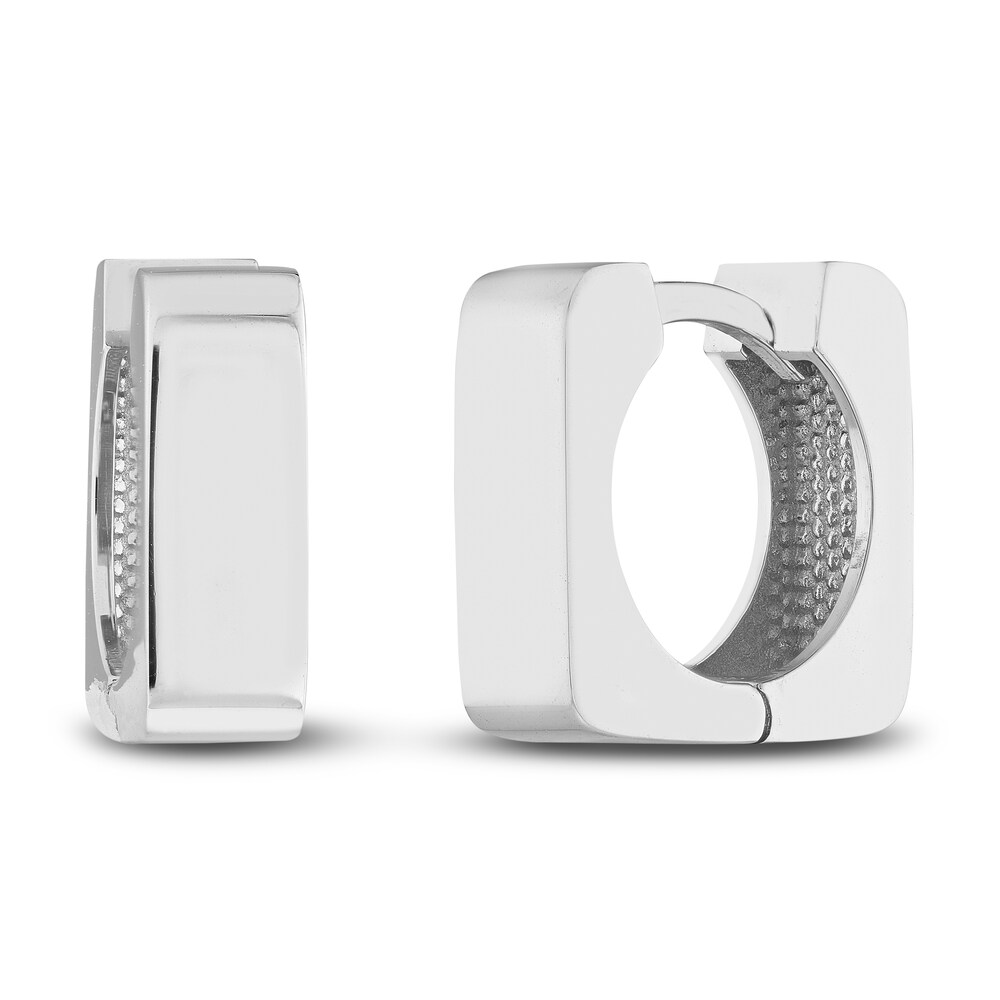 Square Huggie Earrings 14K White Gold hk6nAJNV