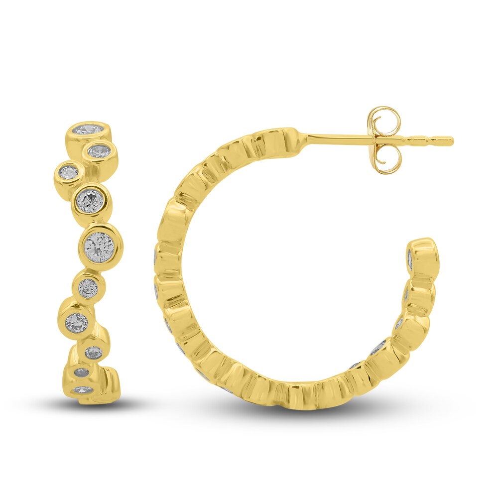 Diamond Hoop Earrings 1/2 ct tw Round 14K Yellow Gold hniaVkZx