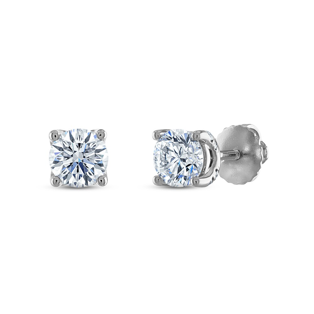 Royal Asscher Diamond Solitaire Stud Earrings 1 ct tw Round 14K White Gold (SI2/I) hqMZJFZY
