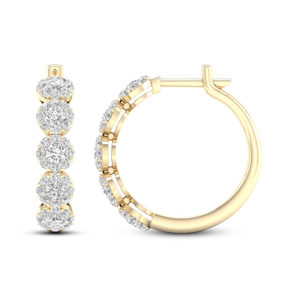 Diamond Hoop Earrings 2 ct tw Round 14K Yellow Gold hrbKJVva