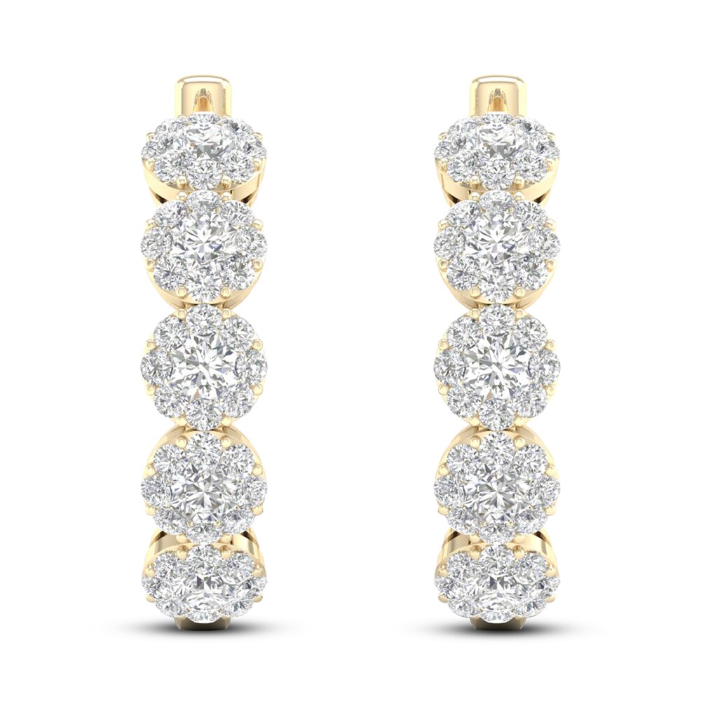 Diamond Hoop Earrings 2 ct tw Round 14K Yellow Gold hrbKJVva