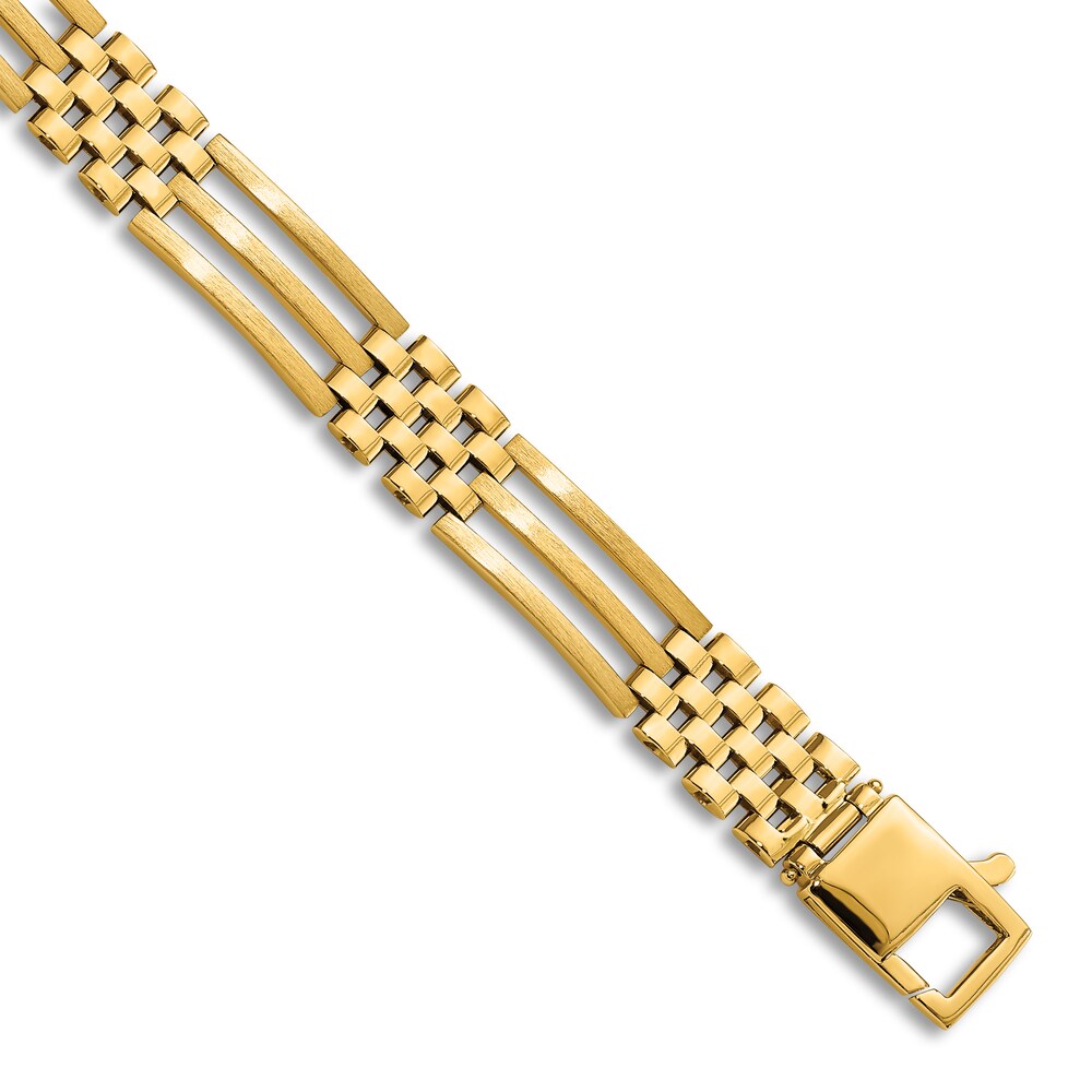 Men's High-Polish Link Bracelet 14K Yellow Gold 8.5" hrddnu7A