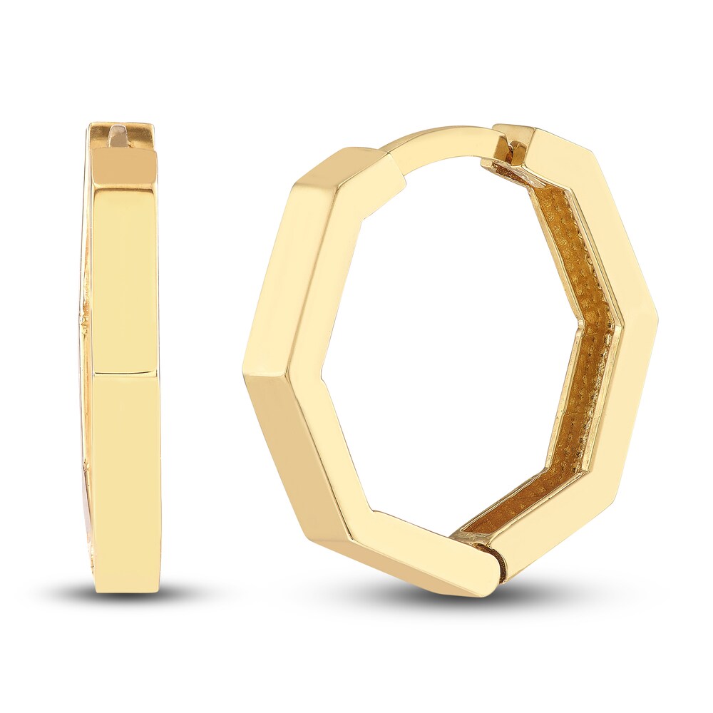 Hexagon Polished Huggie Earrings 14K Yellow Gold 14.35mm htVM1MNt