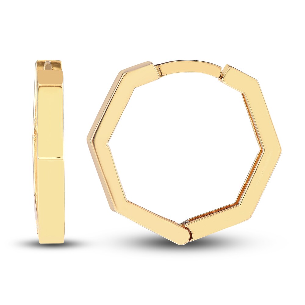 Hexagon Polished Huggie Earrings 14K Yellow Gold 14.35mm htVM1MNt