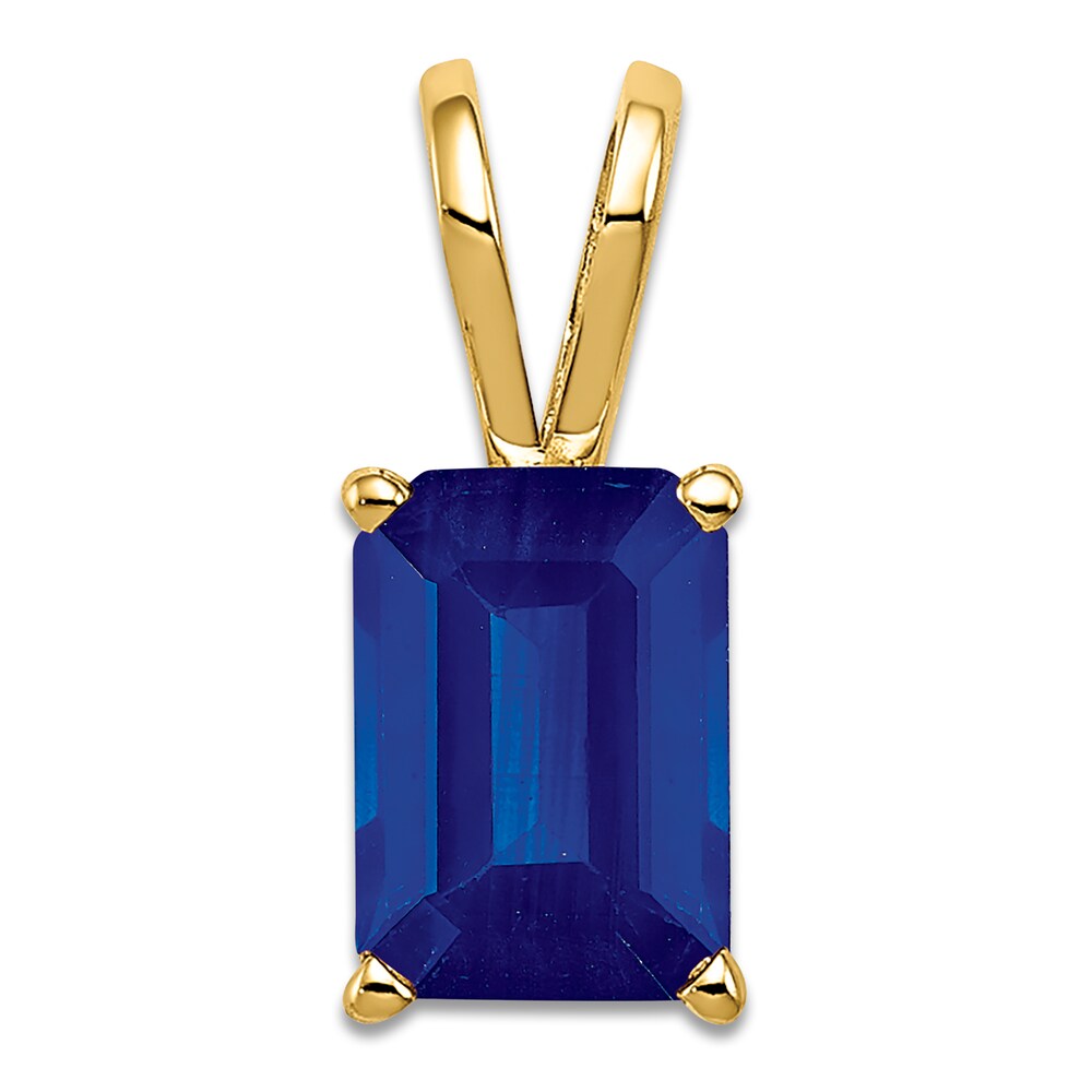 Natural Blue Sapphire Necklace Charm 14K Yellow Gold hwtNEX6S