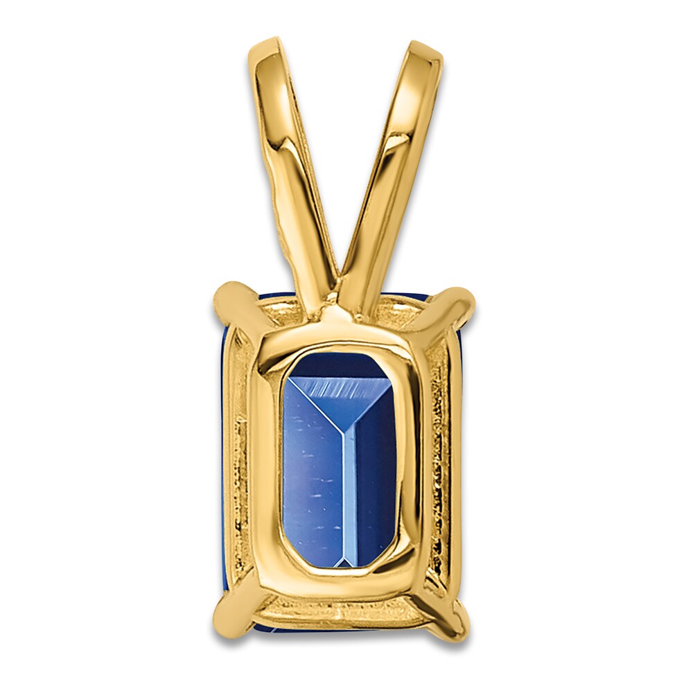 Natural Blue Sapphire Necklace Charm 14K Yellow Gold hwtNEX6S