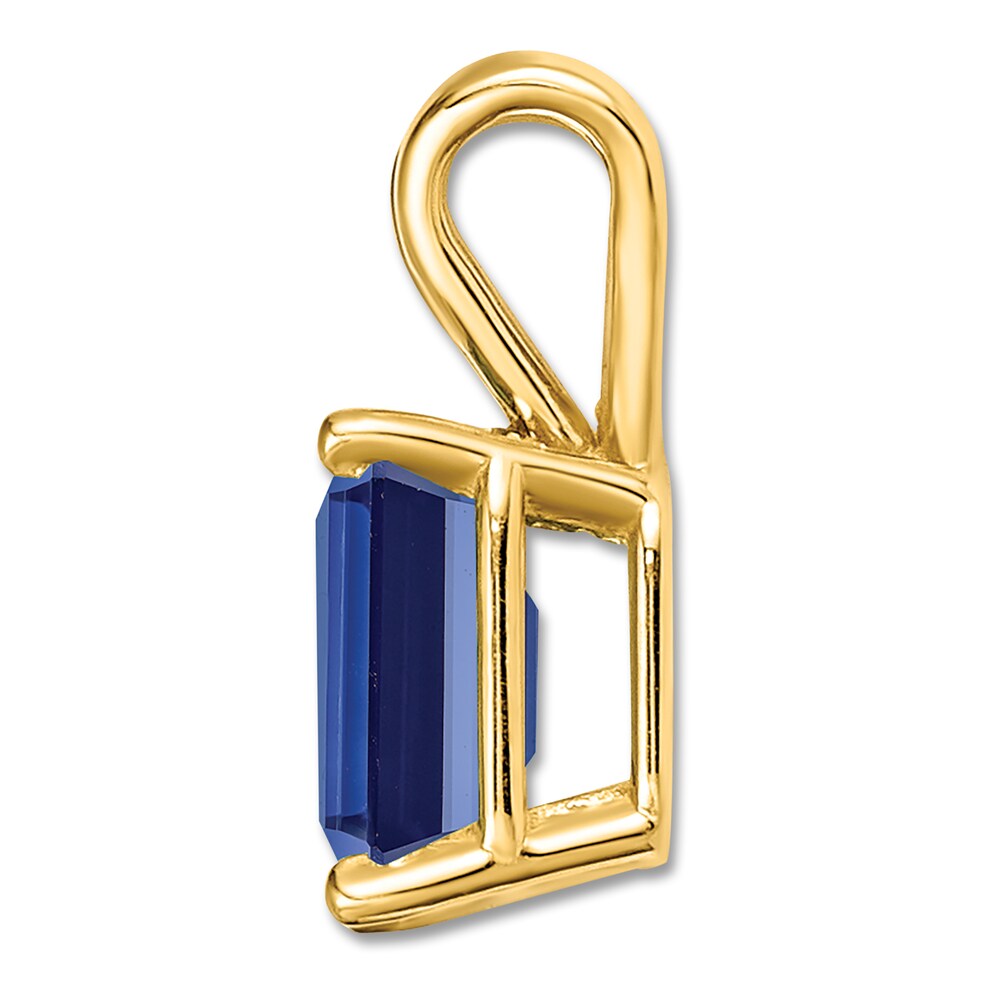 Natural Blue Sapphire Necklace Charm 14K Yellow Gold hwtNEX6S