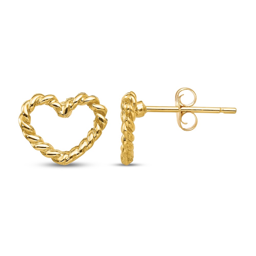 Heart Stud Earrings 14K Yellow Gold hzPbI02A