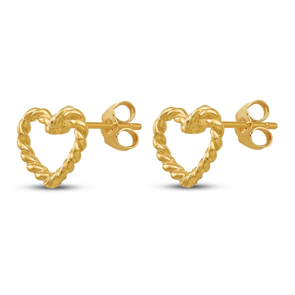 Heart Stud Earrings 14K Yellow Gold hzPbI02A