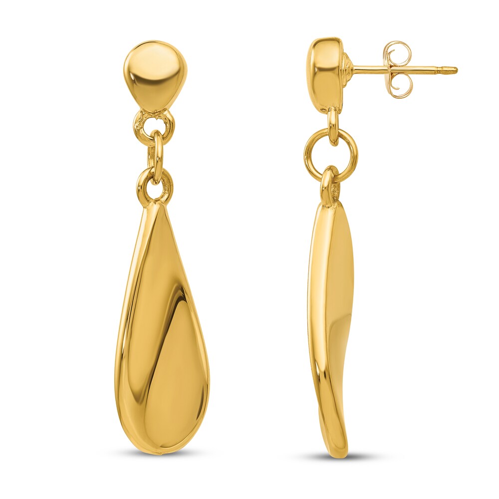 Tear Drop Dangle Earrings 14K Yellow Gold i3lXkDqG