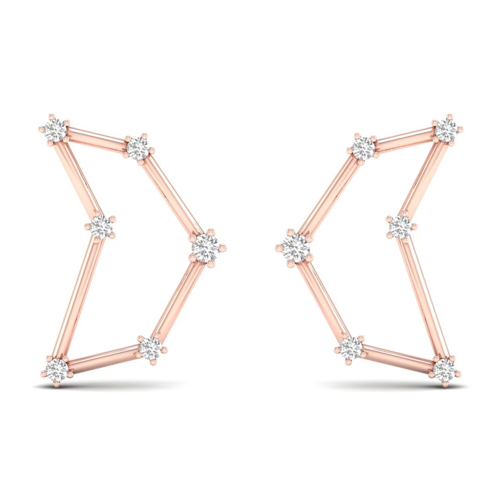 Diamond Capricorn Constellation Earrings 1/8 ct tw Round 14K Rose Gold i8M4yCMb