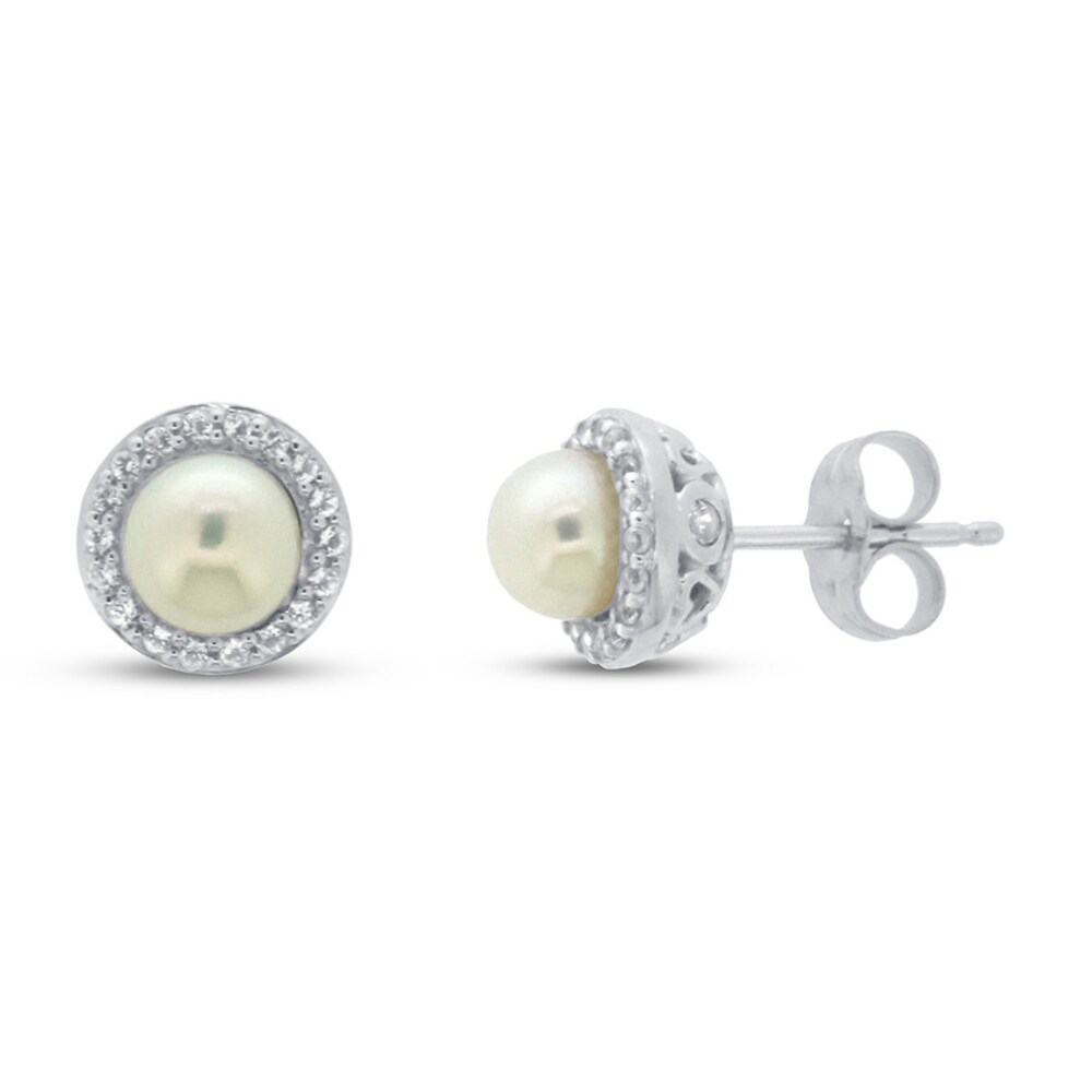 Cultured Pearl & White Topaz Earrings 10K White Gold iASkOhb4