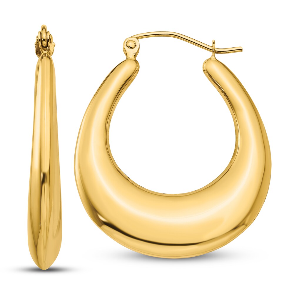 Polished Graduated Hoop Earrings 14K Yellow Gold iBVW8mAM
