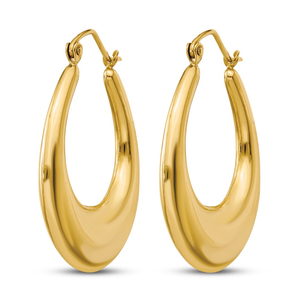 Polished Graduated Hoop Earrings 14K Yellow Gold iBVW8mAM