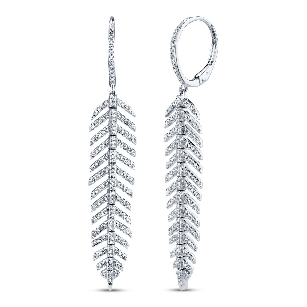 Shy Creation Feather Earrings 1/2 ct tw Diamonds 14K White Gold SC55004557V2 iD1hvVD1