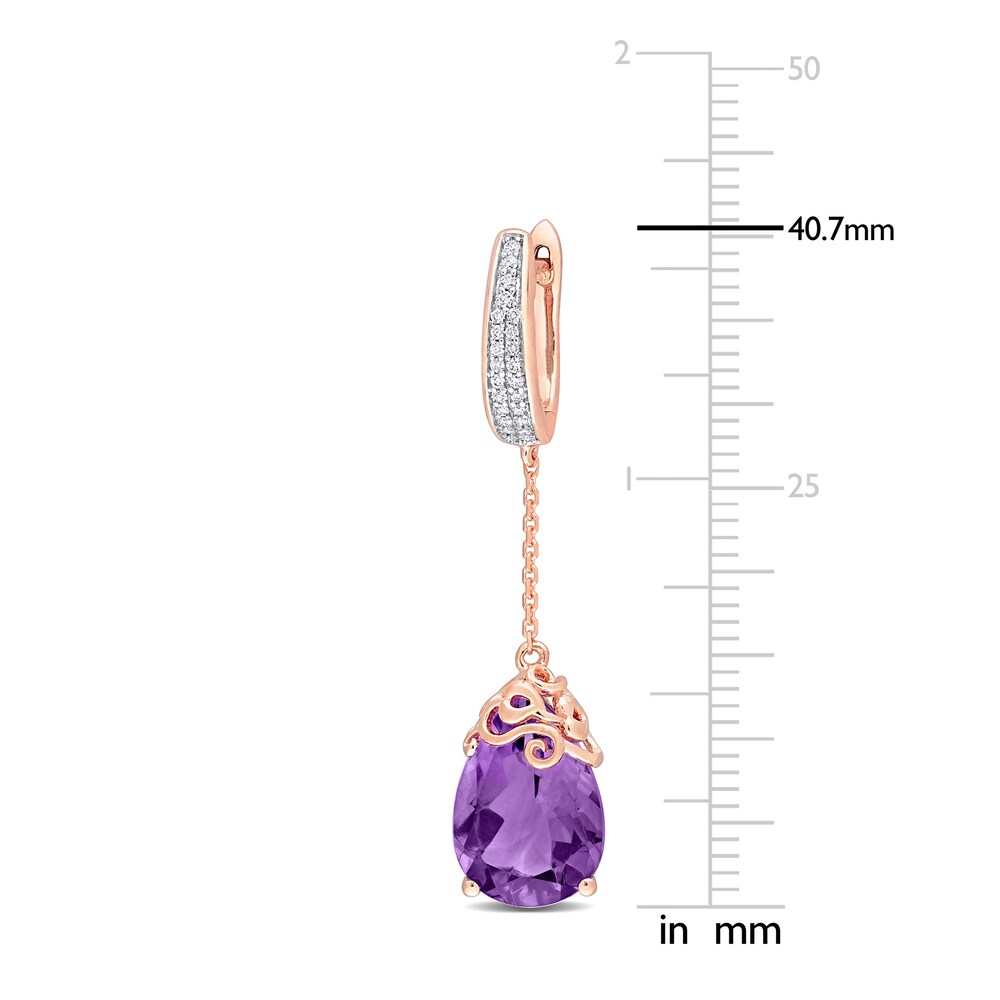 Natural Amethyst Earrings 1/6 ct tw Diamonds 14K Rose Gold iG337et3