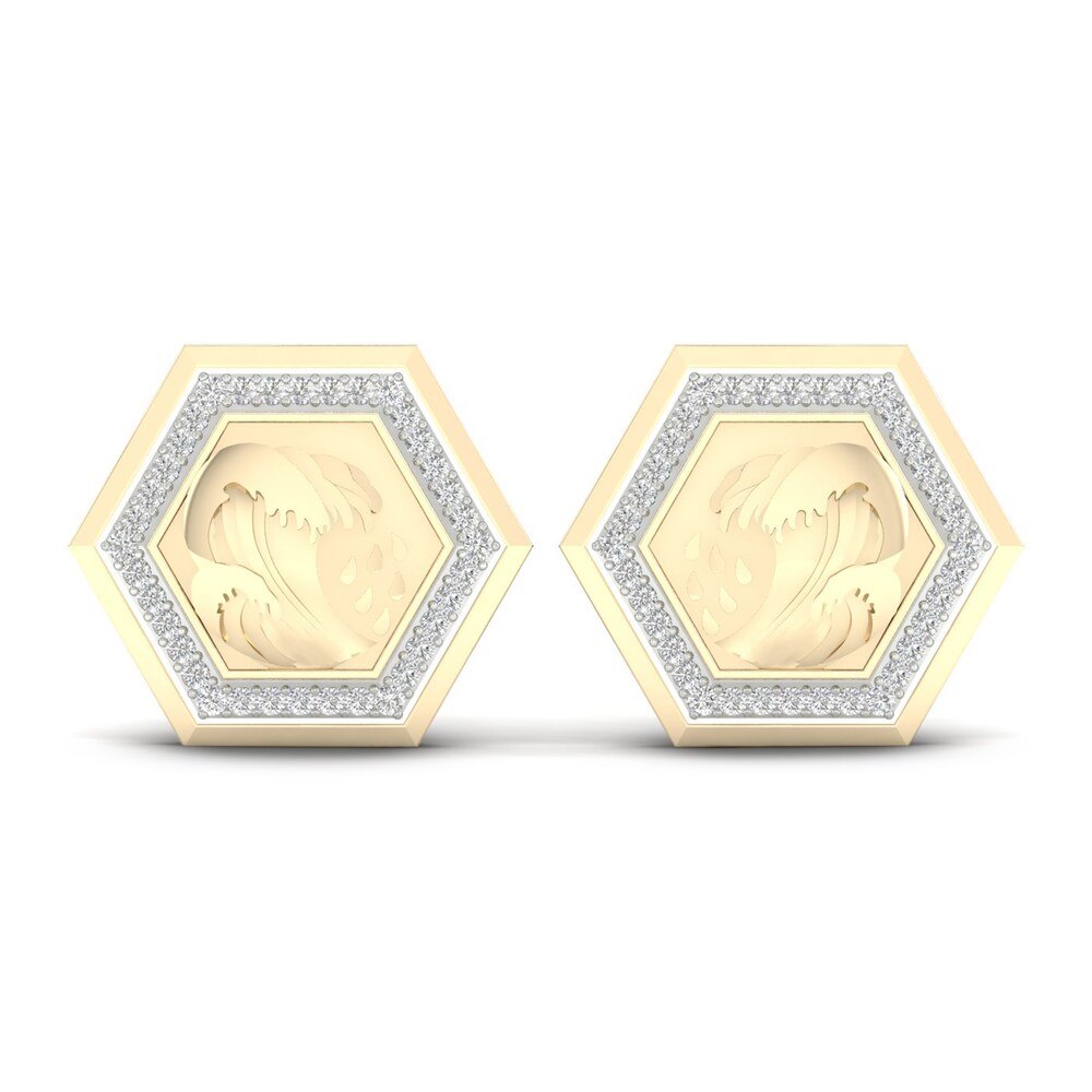 Men\'s Diamond Water Stud Earrings 1/5 ct tw Round 10K Yellow Gold iGI2LQhd