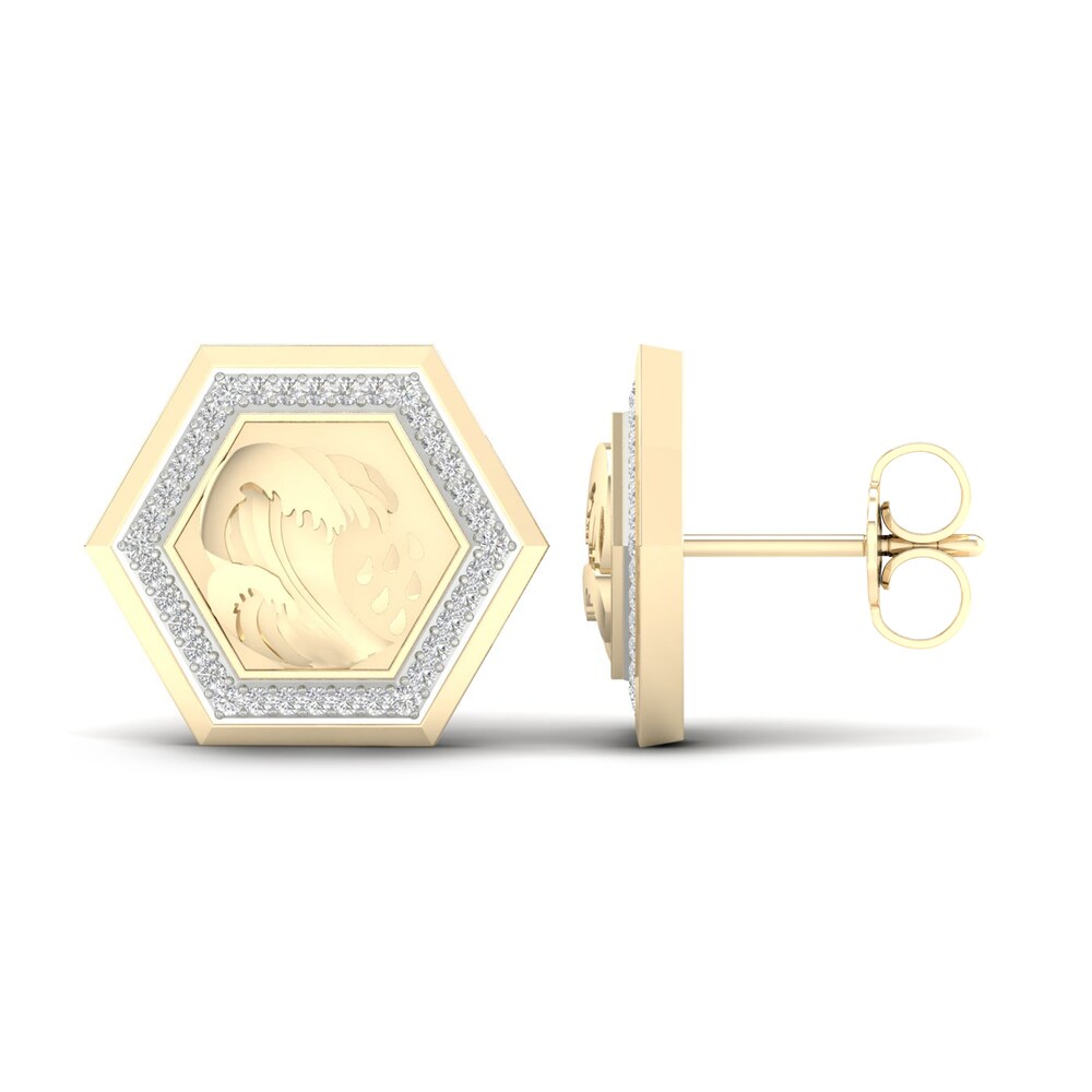 Men\'s Diamond Water Stud Earrings 1/5 ct tw Round 10K Yellow Gold iGI2LQhd