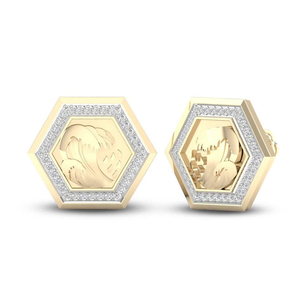 Men\'s Diamond Water Stud Earrings 1/5 ct tw Round 10K Yellow Gold iGI2LQhd