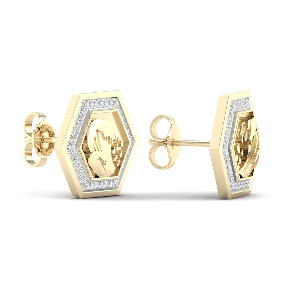 Men\'s Diamond Water Stud Earrings 1/5 ct tw Round 10K Yellow Gold iGI2LQhd