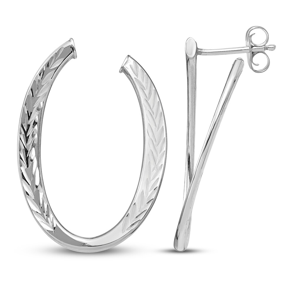 Polished Hoop Earrings 14K White Gold iIJEvByK