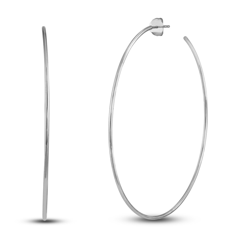 Round Wire Hoop Earrings 14K White Gold 60mm iJha5SJ1