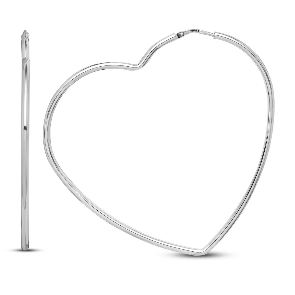 Heart Hoop Earrings Sterling Silver 60mm iLuOUAQM