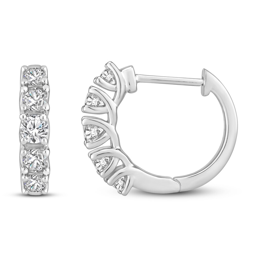 Hearts Desire Diamond Hoop Earrings 1 ct tw Round 18K White Gold iMv1j8t2