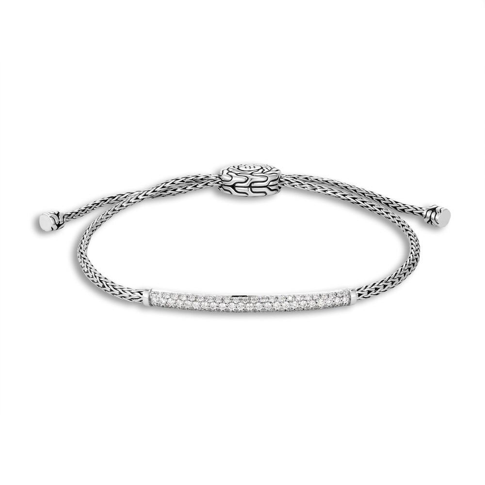 John Hardy Classic Chain Diamond Bolo Bracelet 1/2 ct tw Round Sterling Silver, Medium-Large iMzXUjGS