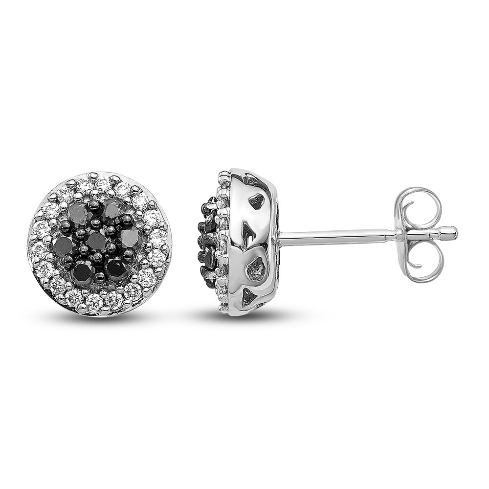 Black & White Diamond Cluster Earrings 1/3 ct tw Round 14K White Gold iNwzQ5ue
