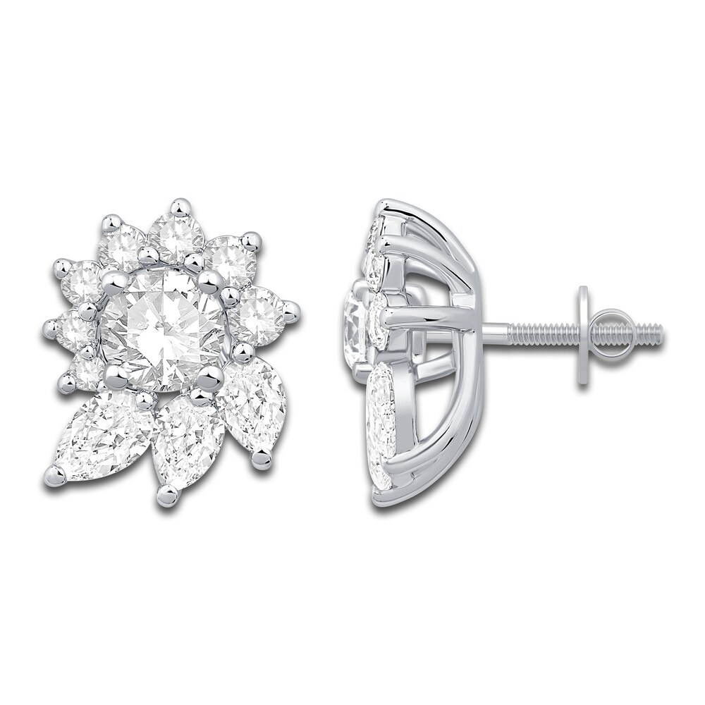 Diamond Floral Halo Earring Jackets 1 ct tw Pear/Round 14K White Gold iWaFc4Ds