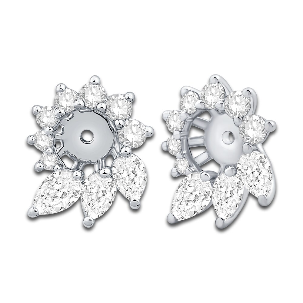 Diamond Floral Halo Earring Jackets 1 ct tw Pear/Round 14K White Gold iWaFc4Ds