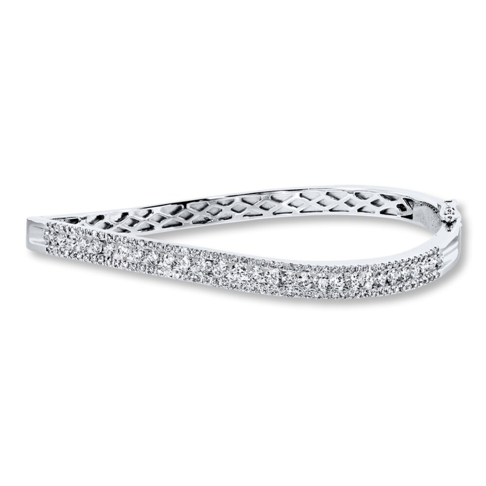 Diamond Bangle Bracelet 2 ct tw Round-cut 14K White Gold iajskp6l