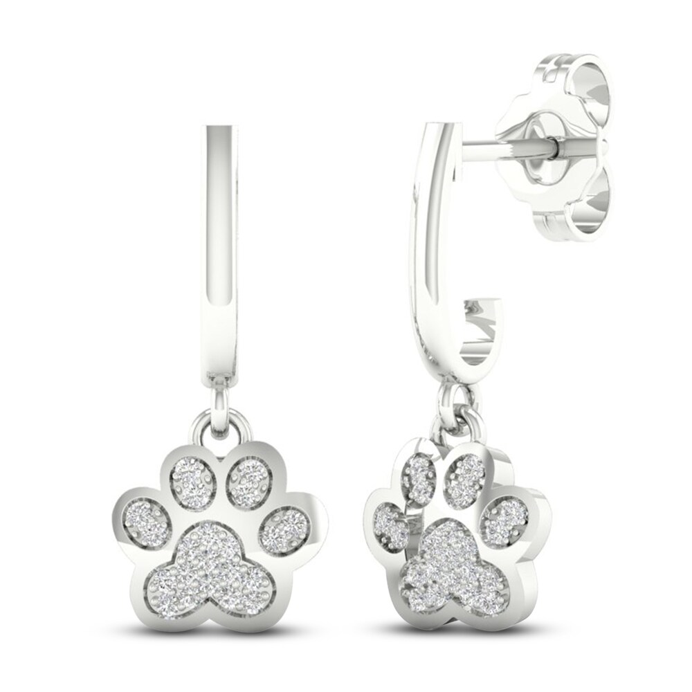 Diamond Paw Earrings 1/10 ct tw Round 10K White Gold iasLRfMQ