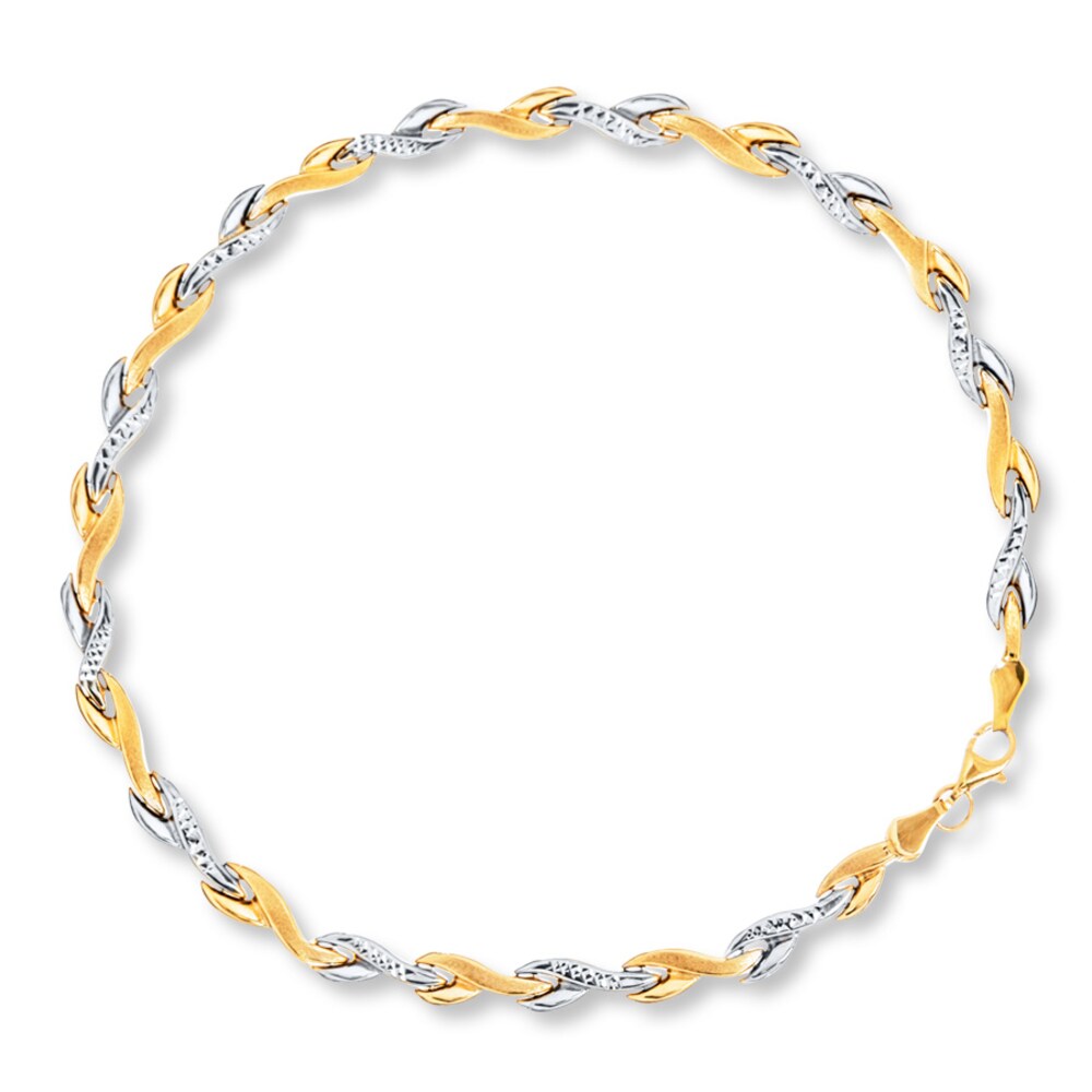 Swirl Link Bracelet 14K Two-Tone Gold 7.25" Length ifSU9WX4