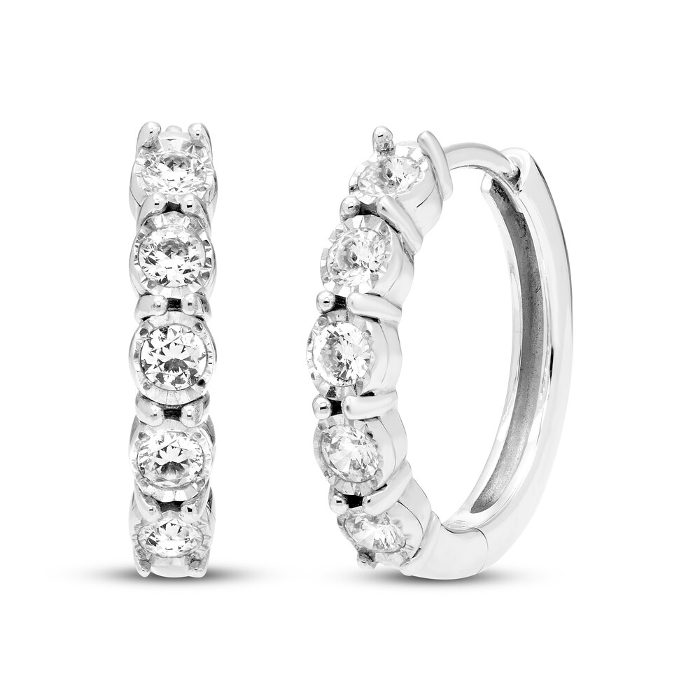 Diamond Hoop Earrings 1/2 ct tw Round 10K White Gold ig5UBnKn