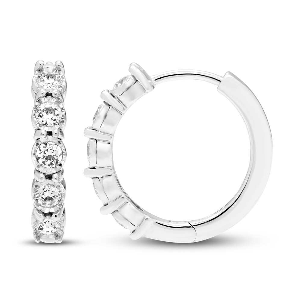 Diamond Hoop Earrings 1/2 ct tw Round 10K White Gold ig5UBnKn