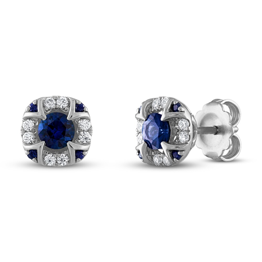 Vera Wang WISH Blue Sapphire Stud Earrings 1/6 ct tw Diamonds 10K White Gold ijW2RxFg
