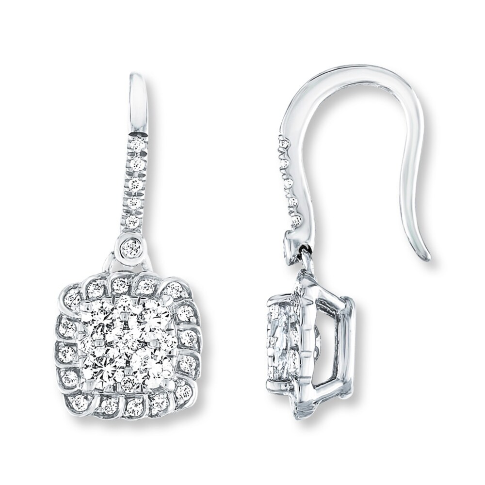 Diamond Dangle Earrings 1/2 ct tw Round-cut 14K White Gold imJdj3D0