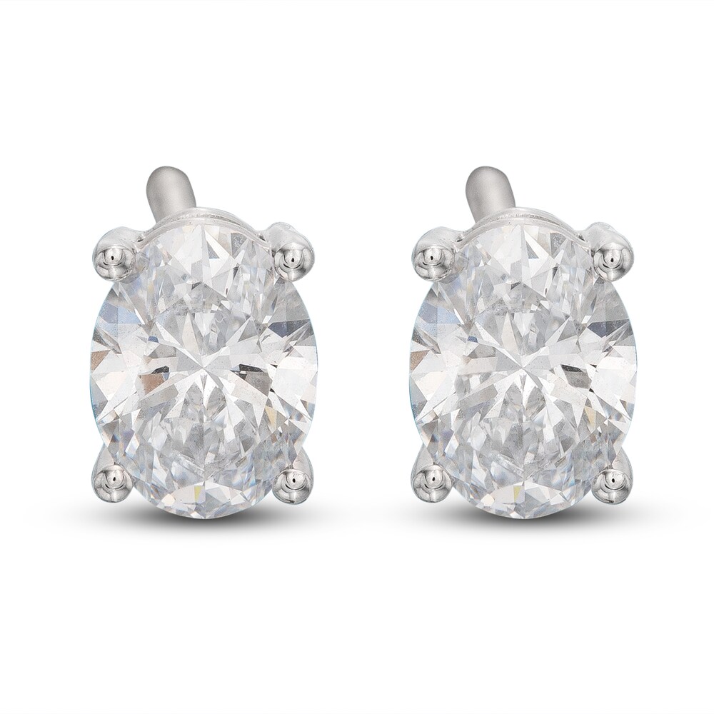 Lab-Created Diamond Solitaire Stud Earrings 1 ct tw Oval 14K White Gold (SI2/F) imz5px0L