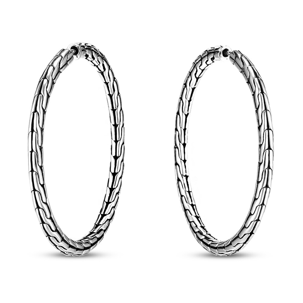 John Hardy Classic Chain Medium Hoop Earrings Sterling Silver iqHvOhXg