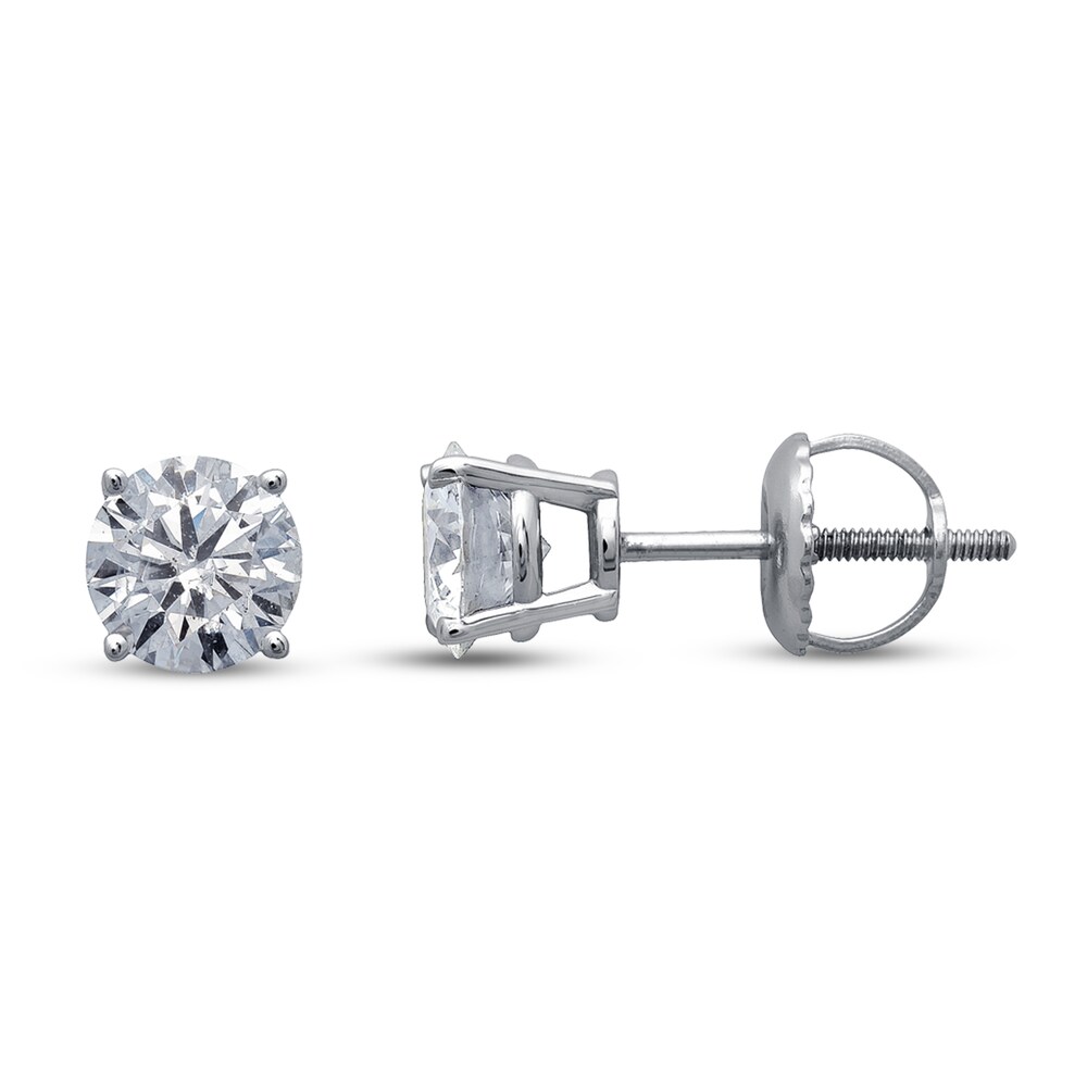 Diamond Solitaire Earrings 1-1/2 ct tw Round 14K White Gold (I1/I) iqrSpvIZ