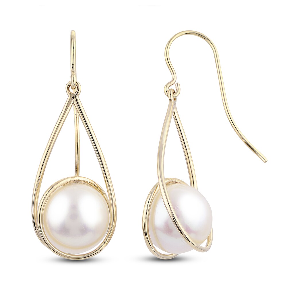 Cultured Freshwater Pearl Drop Earrings 14K Yellow Gold iqskKlIF