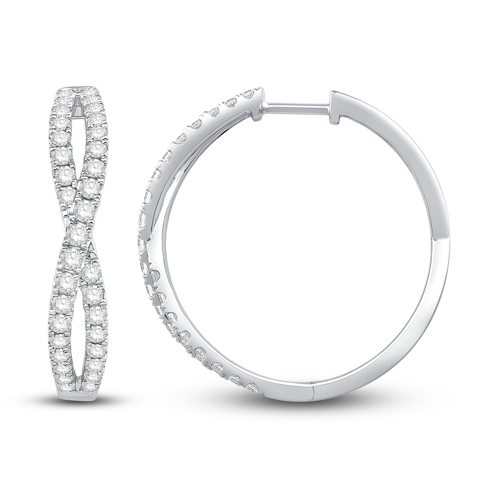 Diamond Twisted Hoops 1-1/2 ct tw Round 14K White Gold j4bPcBKK