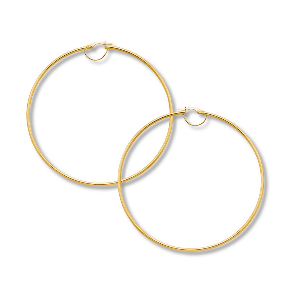 Round 75mm Hoop Earrings 10K Yellow Gold j7yMtyZc