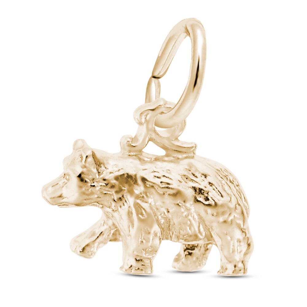 Small Black Bear Charm 14K Yellow Gold j8w4dORF