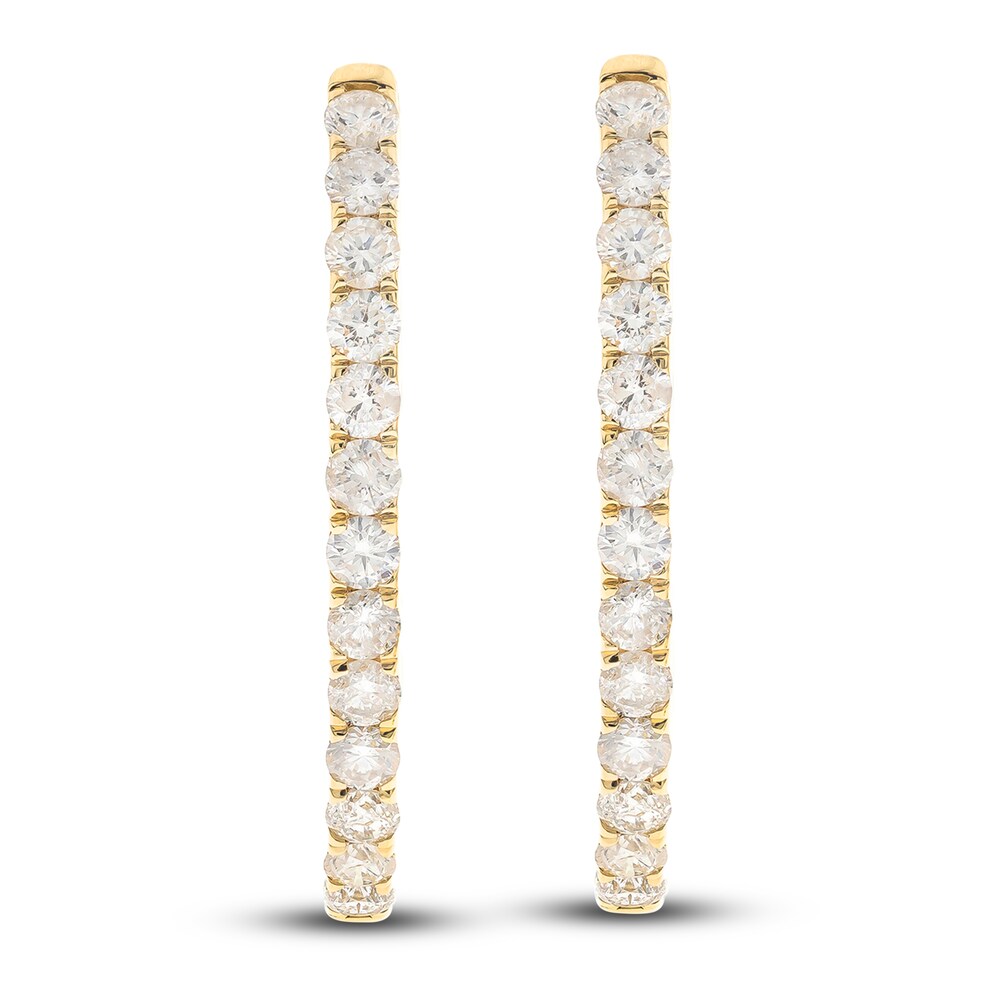 Diamond Hoop Earrings 3 ct tw Round 14K Yellow Gold jBTAguc4