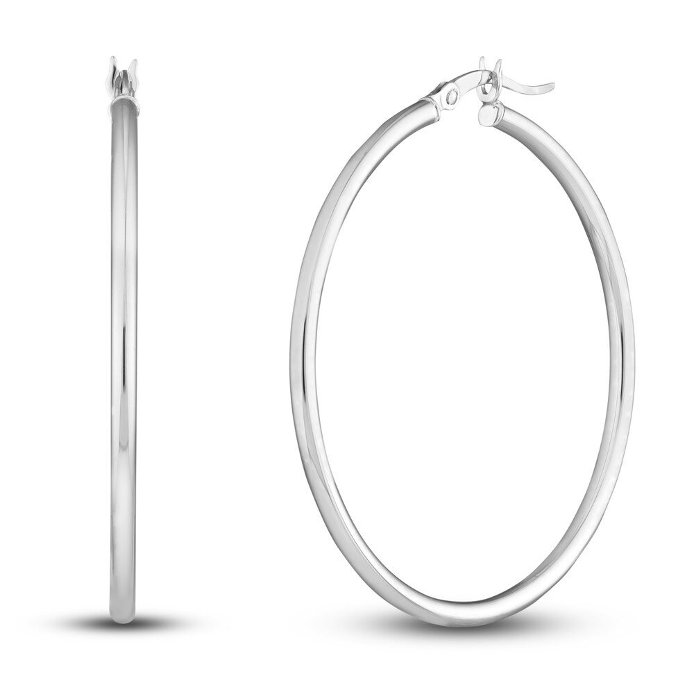 Polished Hoop Earrings 14K White Gold 40mm jMAqMI1q