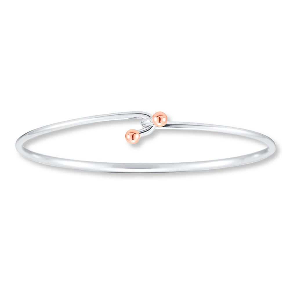 Hand-made Bangle 14K Rose Gold Accent Sterling Silver jQAgSgoR